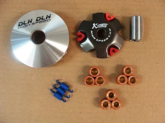 DLH High Performance GY6 50cc variator drive pulley with sleek design for enhanced scooter performance.