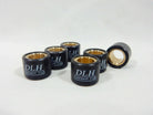 Set of six black cylindrical roller weights with DLH branding, each weighing 11 grams