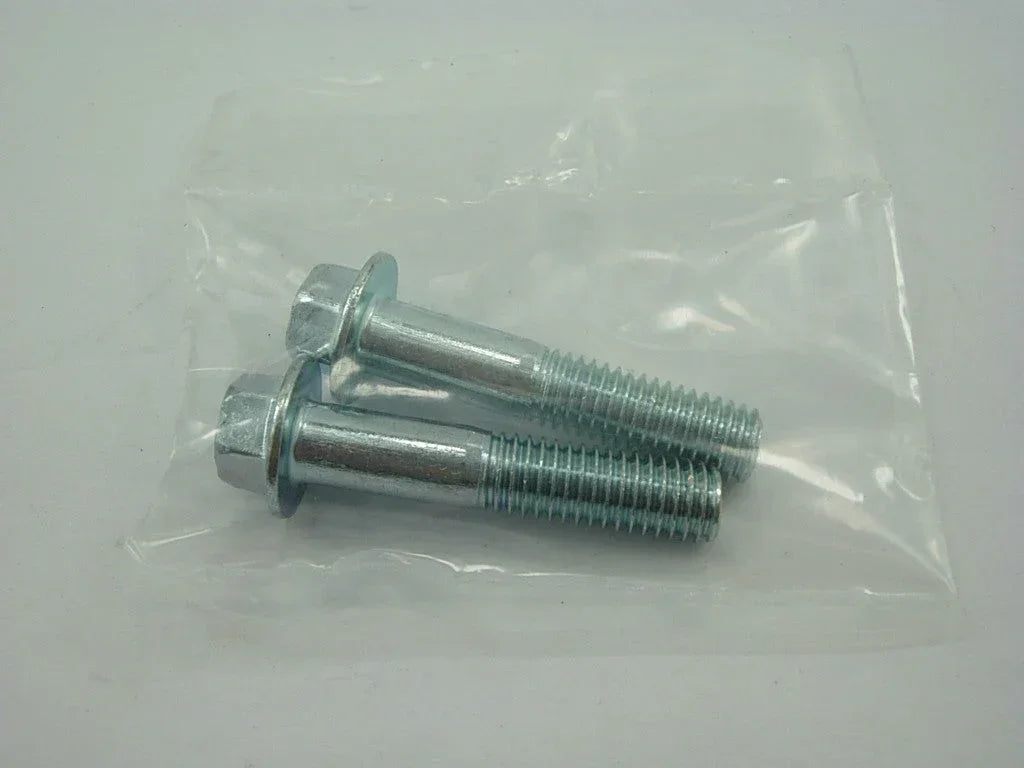 Two ChinesePartsUSA M8x40 flange bolts shown, durable metal fasteners for automotive or machinery applications.