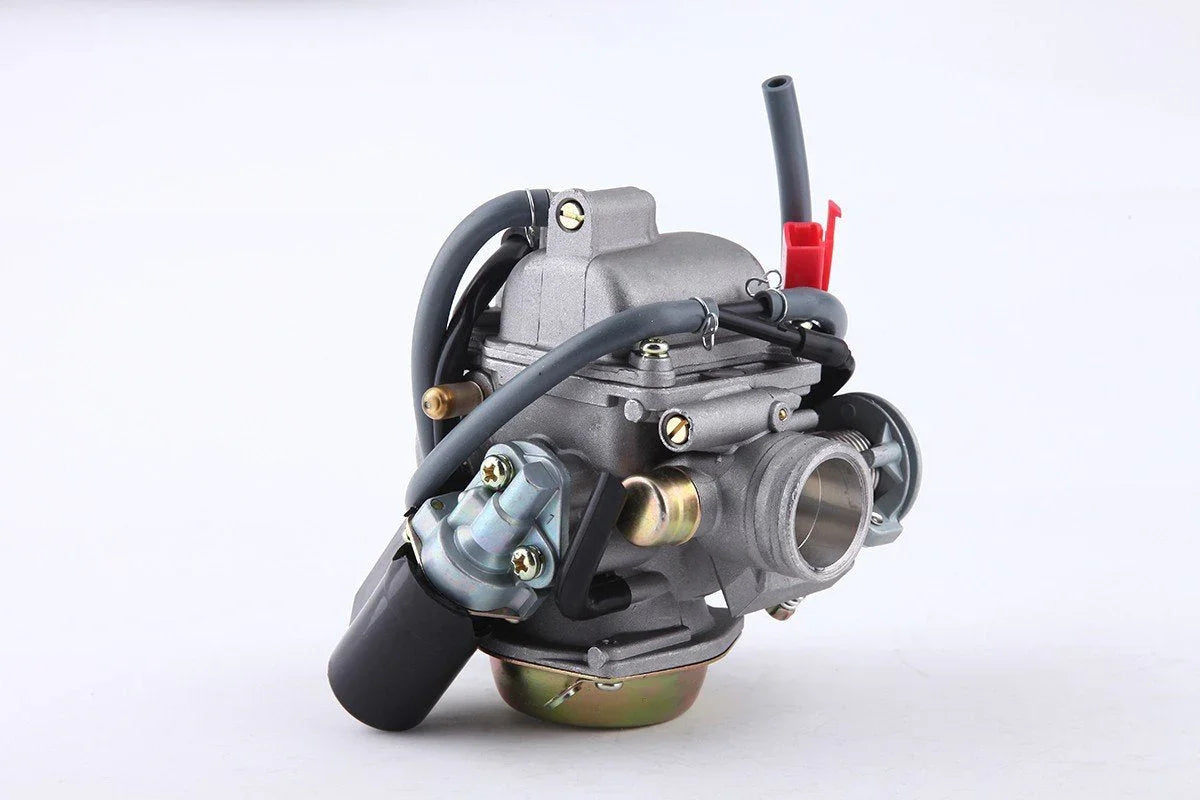 Carburetor for GY6 125cc 150cc engines by ChinesePartsUSA, featuring a compact design and quality construction.