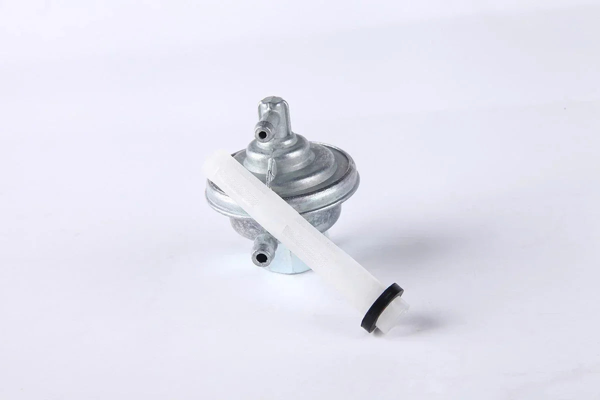 GY6 50cc scooter fuel gas oil valve with filter on white background