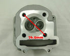 GY6 180cc 61mm bore cylinder head with valve, 76.5mm distance marked, for scooter engine
