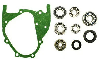 Green engine gasket and assorted bearings for motorcycles, ATVs, and dirt bikes