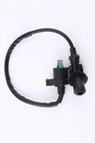 Ignition coil for GY6 50cc 150cc Chinese scooter ATV, black electrical part on white background