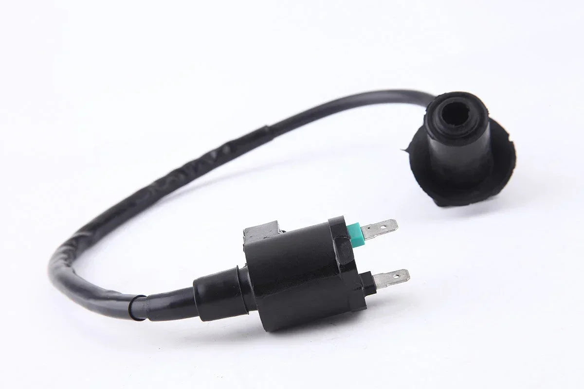 Ignition coil for GY6 50cc 150cc Chinese scooter or ATV, black with two metal prongs
