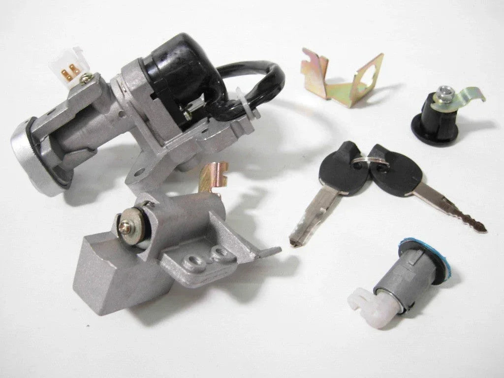 ChinesePartsUSA ignition key switch set for vehicle ignition system, showing multiple key switches and connectors.