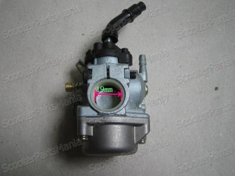 47cc Performance Carburetor for pocket mini bike, ChinesePartsUSA brand, detailed view of the small engine part.