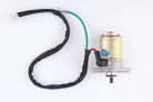 GY6 50cc electric starter motor with 10 teeth splines and wiring harness on white background
