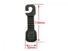Two ChinesePartsUSA universal car seat hook hangers for shopping bags and purses, attached to a vehicle seat.