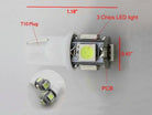 Two white T10 194 168 W5W LED bulbs with 5-SMD 5050 chips, designed for universal automotive lighting applications.