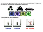 Pair of blue LED bicycle and car wheel valve lights, universal neon LED tire valve caps for bikes and cars.