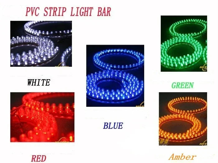 Red LED flexible light bar for cars, 24cm PVC strip, universal accessory by ChinesePartsUSA, ideal for vehicle lighting.
