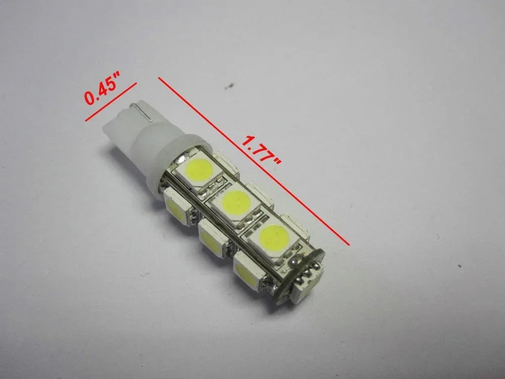 Green 5050 LED bulb for 12V vehicles, universal accessory by ChinesePartsUSA, shown in close-up with multiple LEDs.