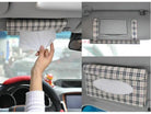 Universal car sun visor tissue holder box by ChinesePartsUSA, buff lattice design with four tissue paper packs inside.