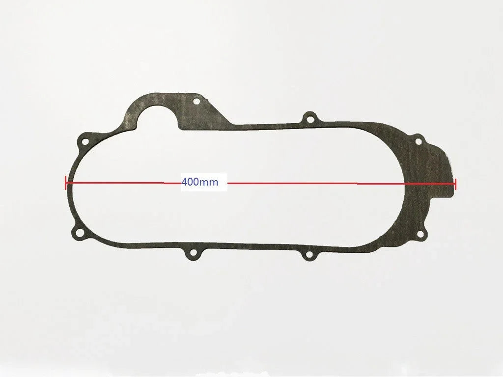Black rubber gasket with bolt holes and a 400mm width measurement on white background