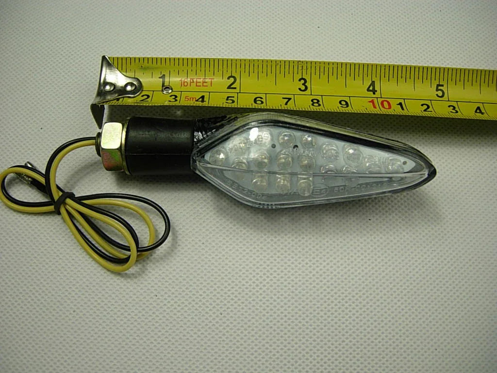 Mini Universal Motorcycle LED Stalk Turn Signals Blinker Lights Clear/Carbon - ChinesePartsPro