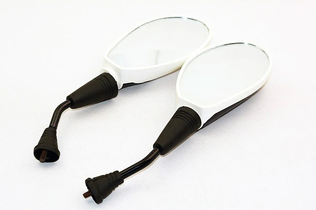 6mm Mirror (set) GY6 White/Black - ChinesePartsPro