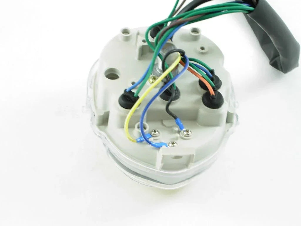 Speedometer assembly with clear dial and needle, designed for vehicle dashboard, by vendor-unknown.
