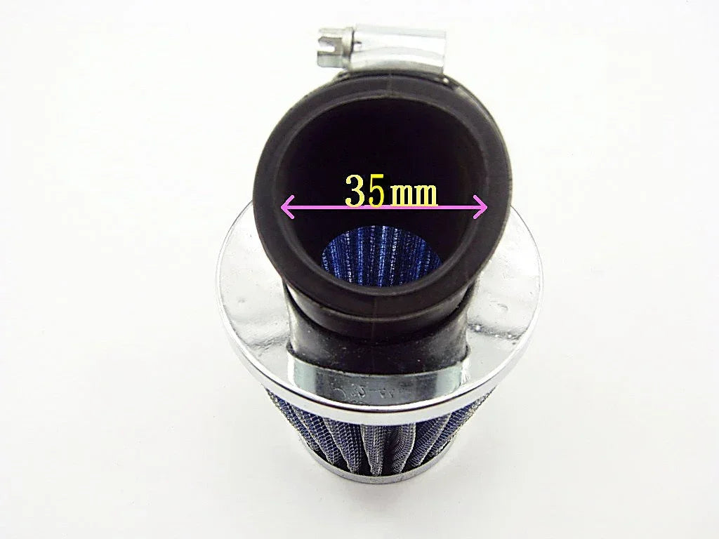 Dirt bike 35mm 30-degree air filter part, designed for optimal airflow and filtration in off-road motorcycle engines