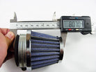 38mm air filter for dirt bikes, close-up of the cylindrical filter with mesh exterior, designed for motorcycle engine air intake.