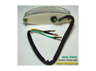 Clear motorcycle brake and running light with green ground, brown brake light, and yellow running light wires