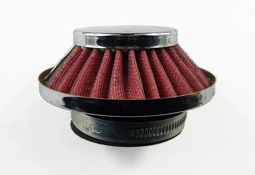 42mm dirt bike air filter, generic brand, showing the cylindrical filter element designed for motorcycle engine air intake.