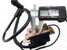 50-125cc dirt bike ignition coil for off-road motorcycles, black coil with wiring, compatible with various dirt bike models.