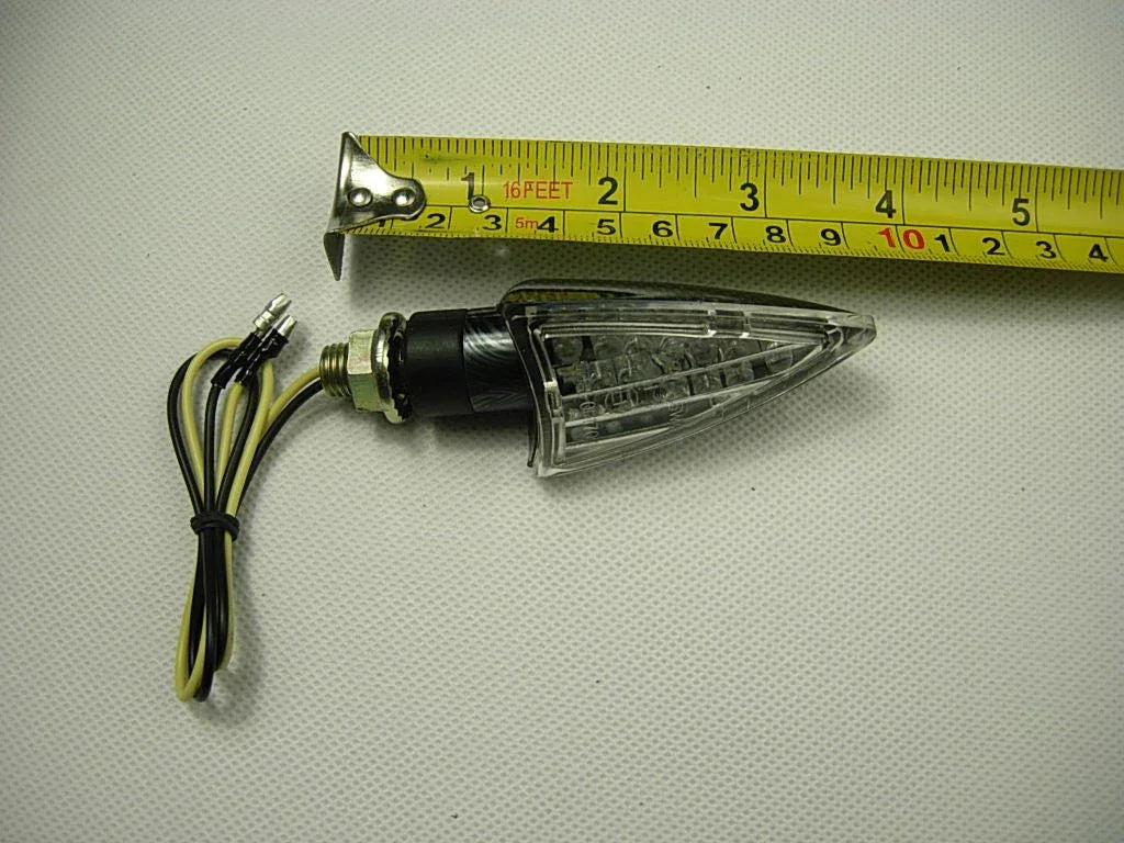 Mini Universal Motorcycle LED Stalk Turn Signals Blinker Lights Clear/Black - ChinesePartsPro