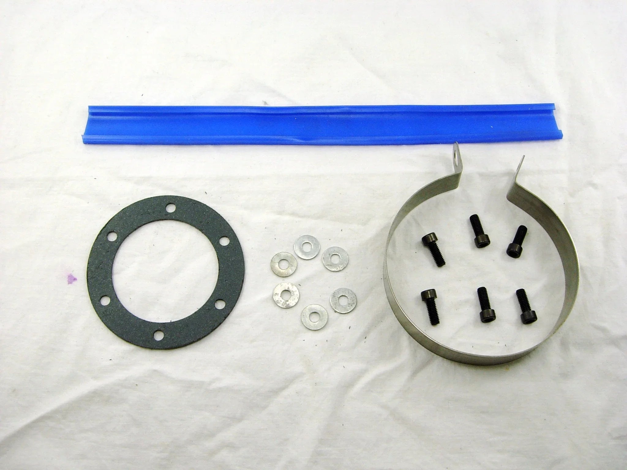 100mm muffler clamp from parts categories, showing metal clamp with screw mechanism for securing exhaust components.