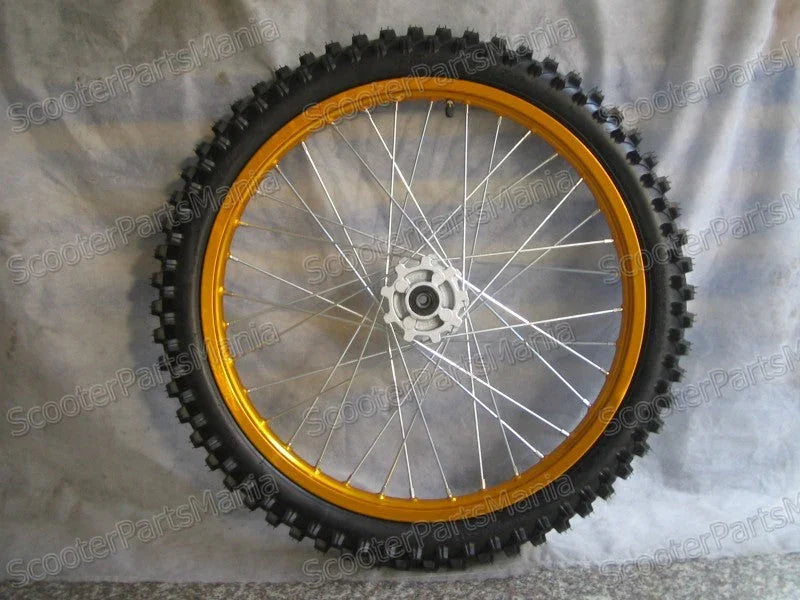21-inch alloy rear rim tire, featuring a sleek design suitable for various motorcycle models.