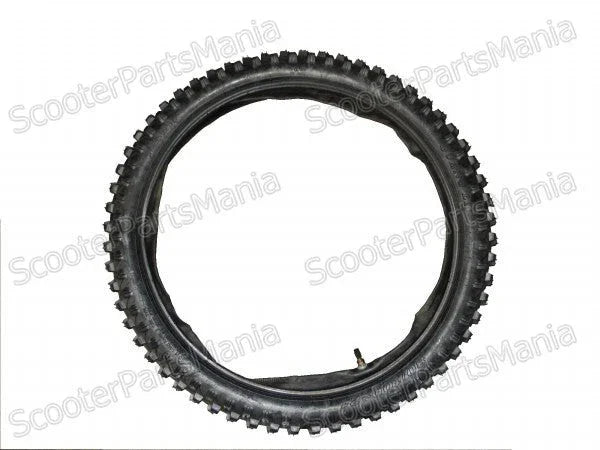 21 inch front tire with tube for dirt bike or motorcycle, knobby tread, black rubber