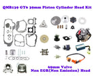 QMB139 GY6 39mm engine kit with cylinder head, gaskets, piston, carburetor, and components