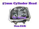 57mm 150cc GY6 cylinder head without valve, non-EGR, showing metal components and mounting surface for scooter engine repair.