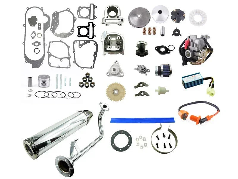 Big Bore Kit for 50mm GY6 engine with 64mm valve, includes performance engine parts, designed for enhanced motorcycle or scooter performance.