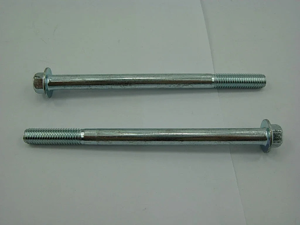 M8x115 flange bolts, two pieces, showing hex head and threaded shaft, suitable for various fastening applications.