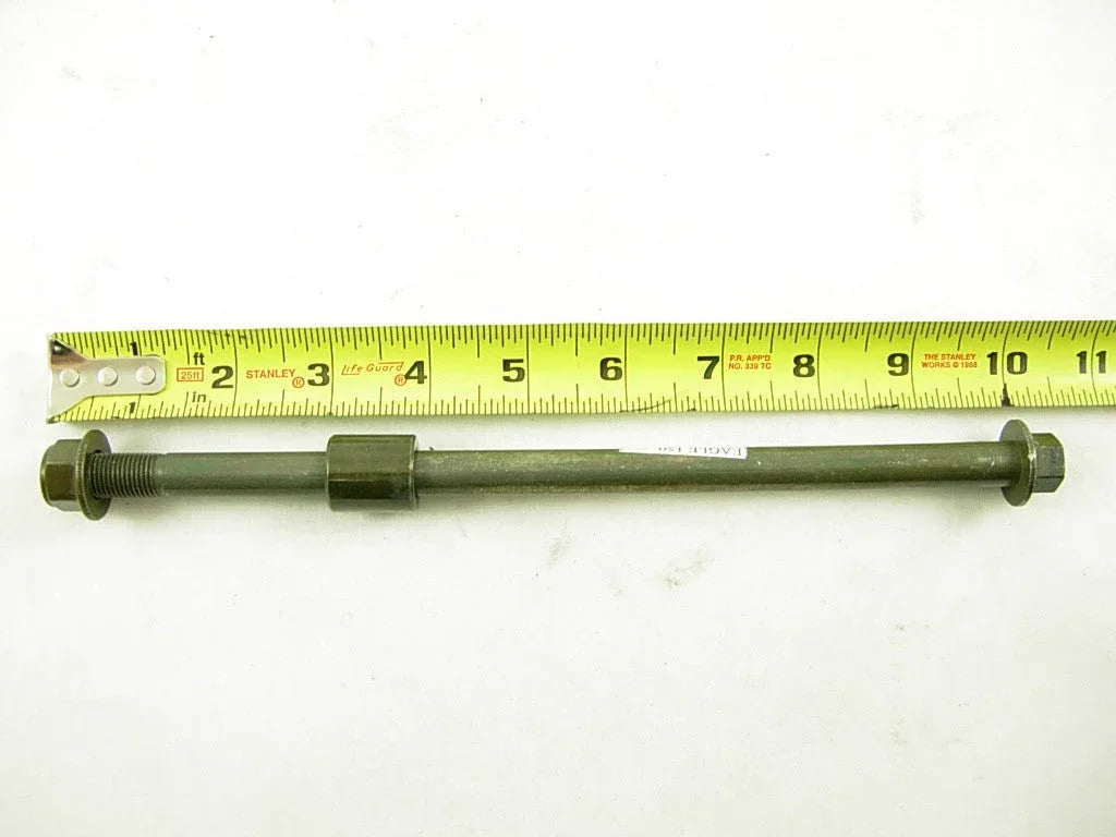 Front wheel axle for GY6 125cc scooter, metal part used in wheel assembly, shown in a close-up image.
