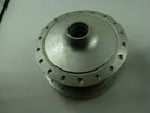 Front wheel hub for A100 engine motorcycle, metal part with mounting holes, designed for motorcycle front wheel assembly.