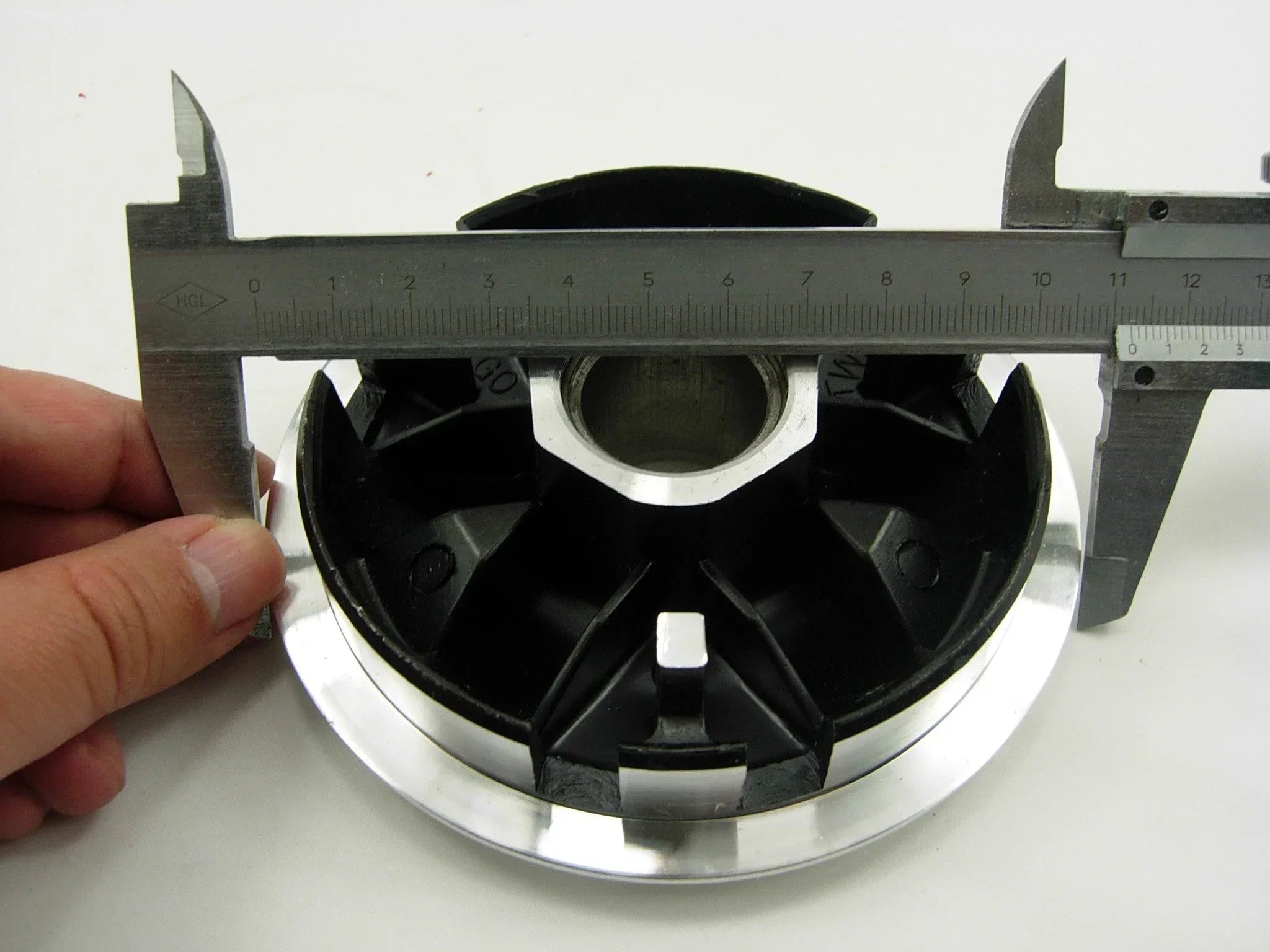 High performance variator drive pulley with 13g roller weights, showcasing its design and components.