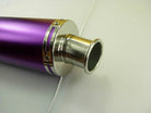 Matte purple performance muffler exhaust for GY6 50cc to 250cc scooters, compatible with various engine sizes.