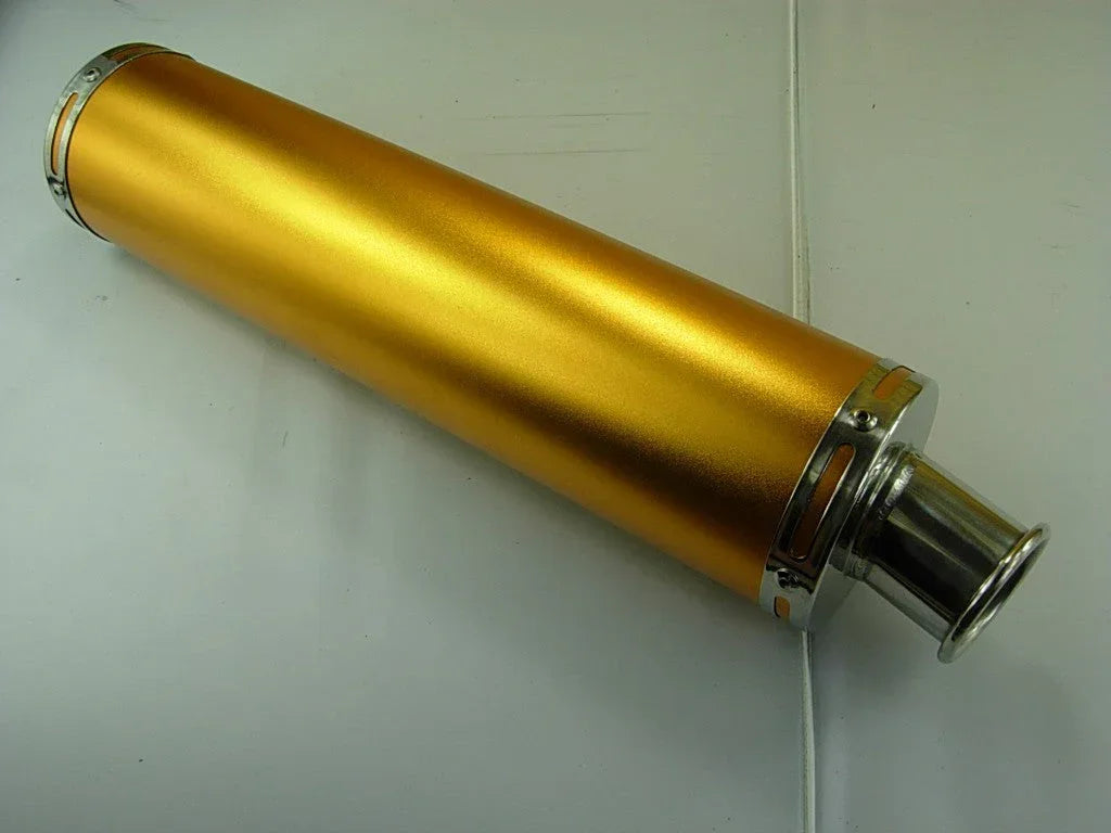 Matte purple performance muffler exhaust for GY6 50cc to 250cc scooters, compatible with various engine sizes.