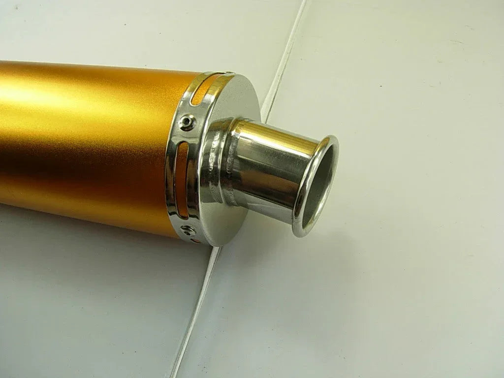 Matte purple Performance Muffle exhaust for GY6 50cc to 250cc scooters, shown in a close-up image.