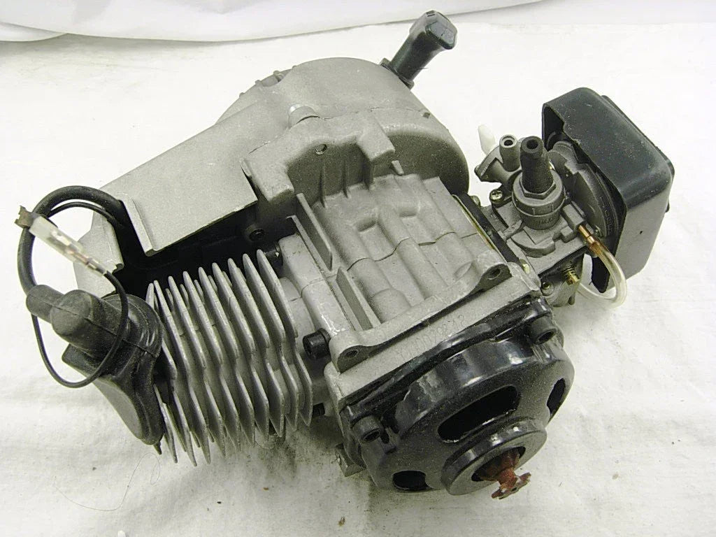 47cc engine for mini pocket alloy pocket mini moto 2-stroke, vendor-unknown pocket bike parts, compact engine with cooling fins and carburetor