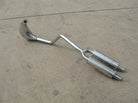 Dual-pipe exhaust for Mini pocket bike, black metal with two exhaust outlets, compatible with various mini bike models.